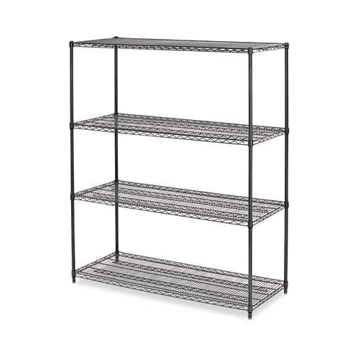 Alera ALESW206024BA 60 in. x 24 in. x 72 in. 4-Shelf All-Purpose Wire Shelving Starter Kit - Black Anthracite Plus
