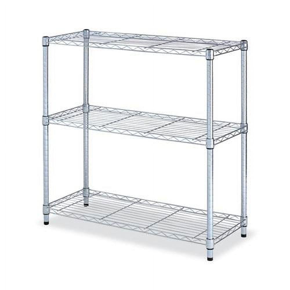 Silver Steel 36" Three-Shelf Wire Shelving Unit