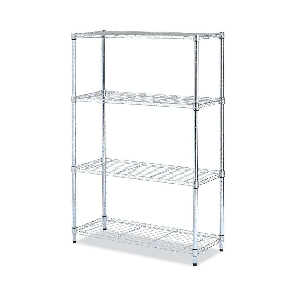 Silver Steel Four-Shelf 37.4" Wire Shelving Unit