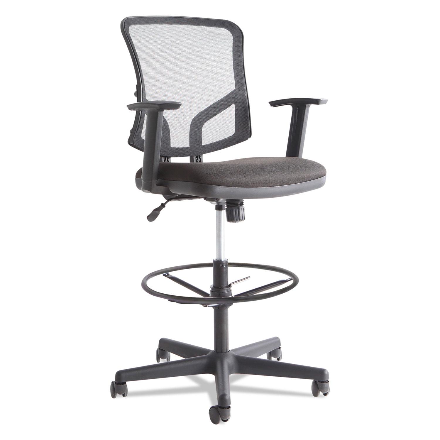 Black Mesh Adjustable Task Stool with Footrest