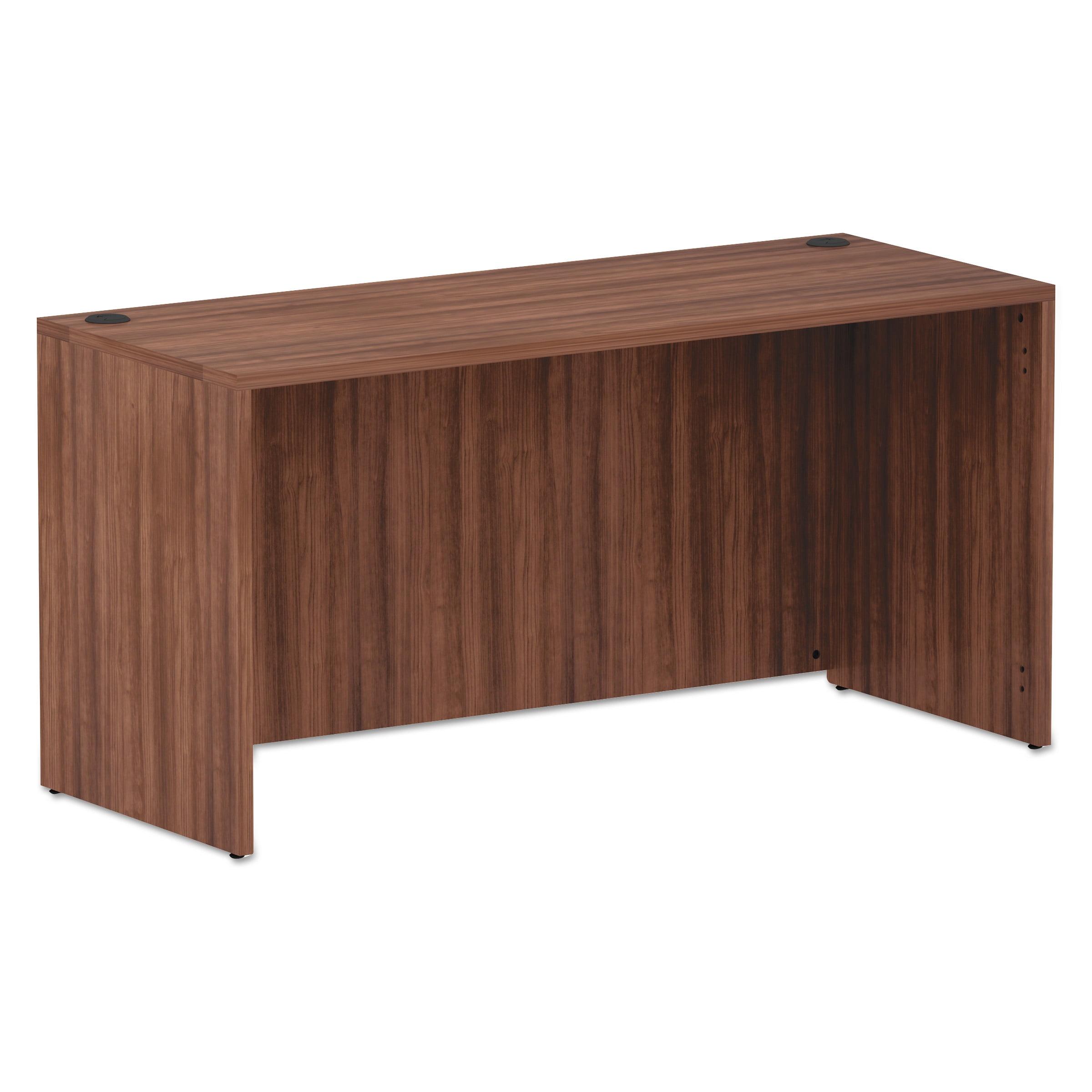 Espresso Walnut Wood Desk with Integrated Filing Cabinet