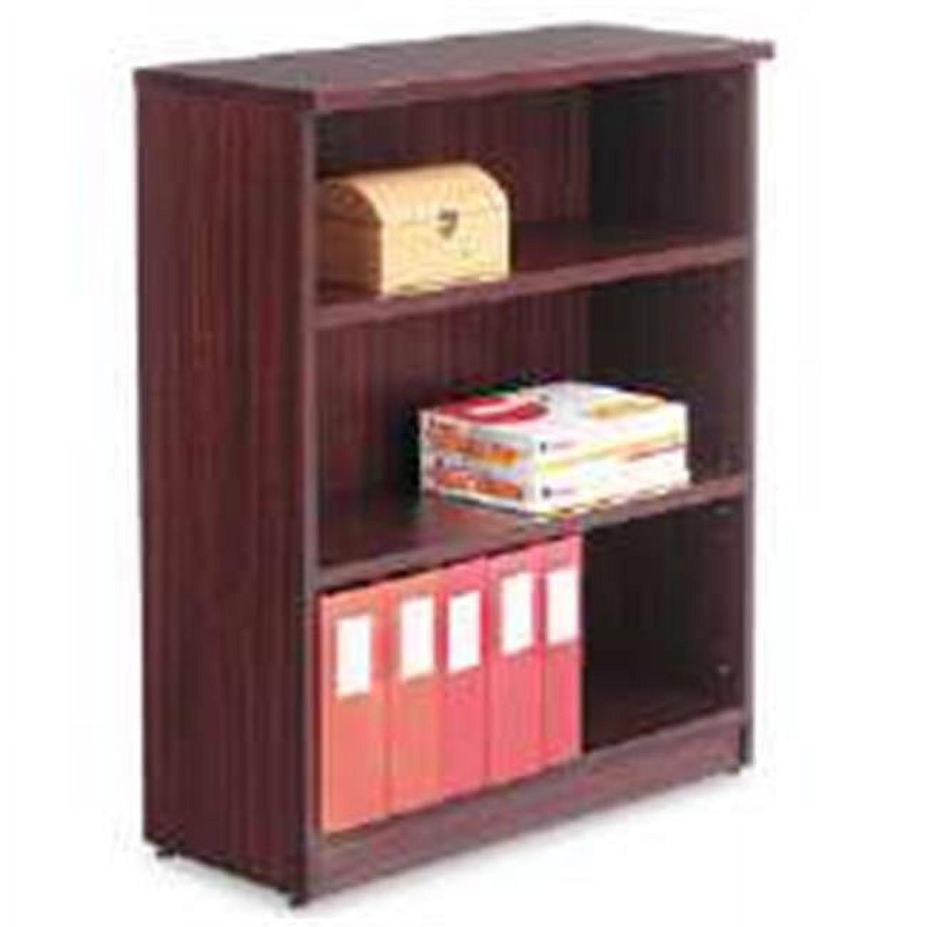 Valencia Adjustable 3-Shelf Mahogany Woodgrain Laminate Bookcase