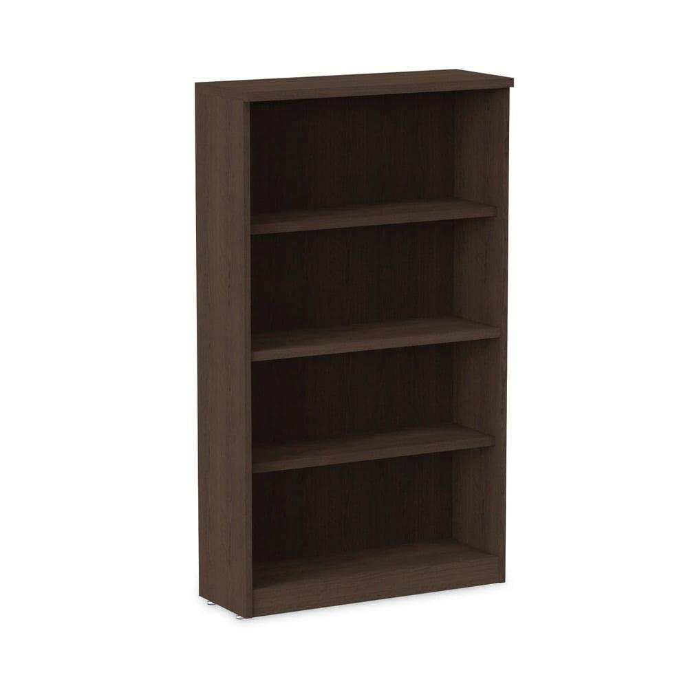 Espresso Woodgrain Laminate Adjustable 4-Shelf Bookcase