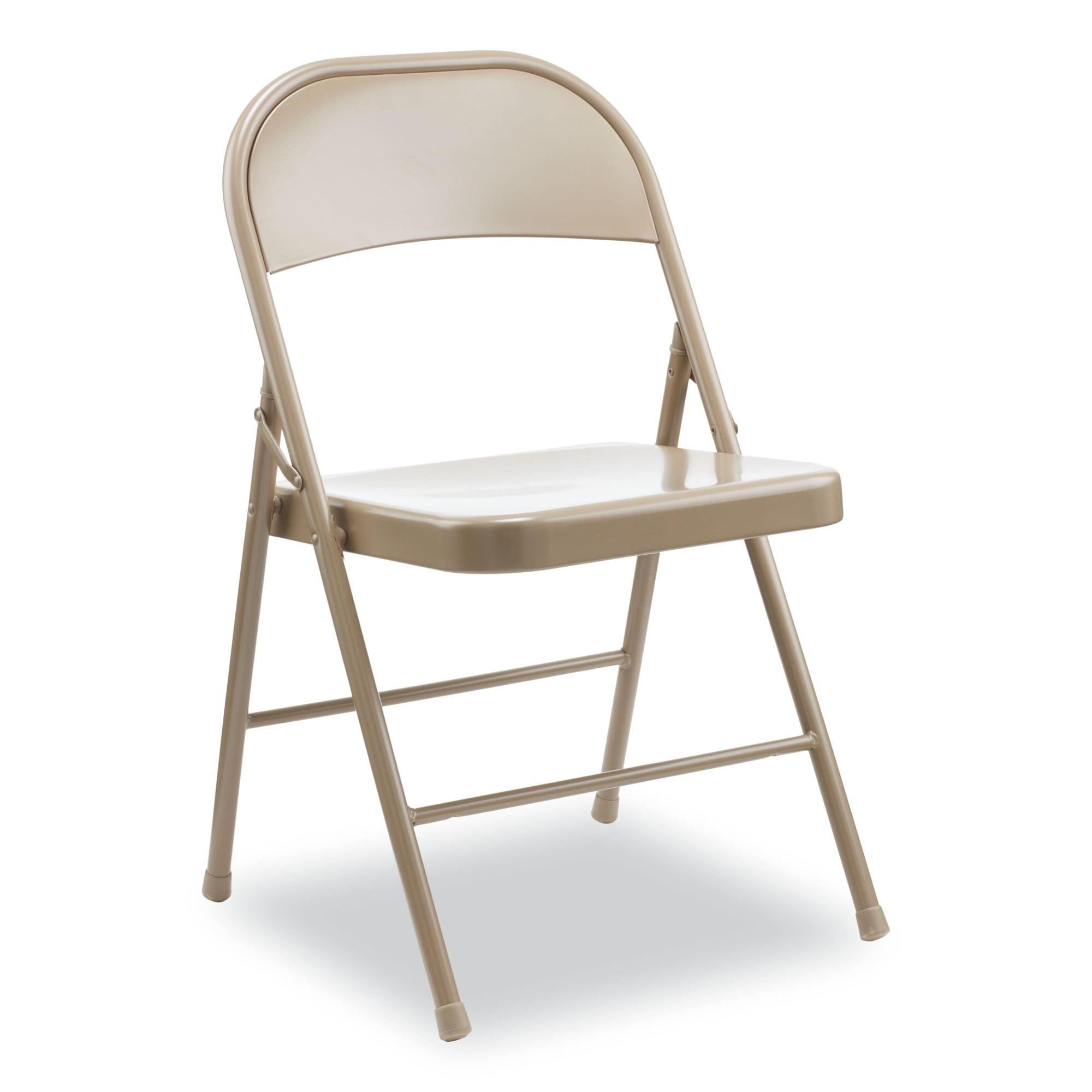 Tan Metal Armless Folding Reception Chair