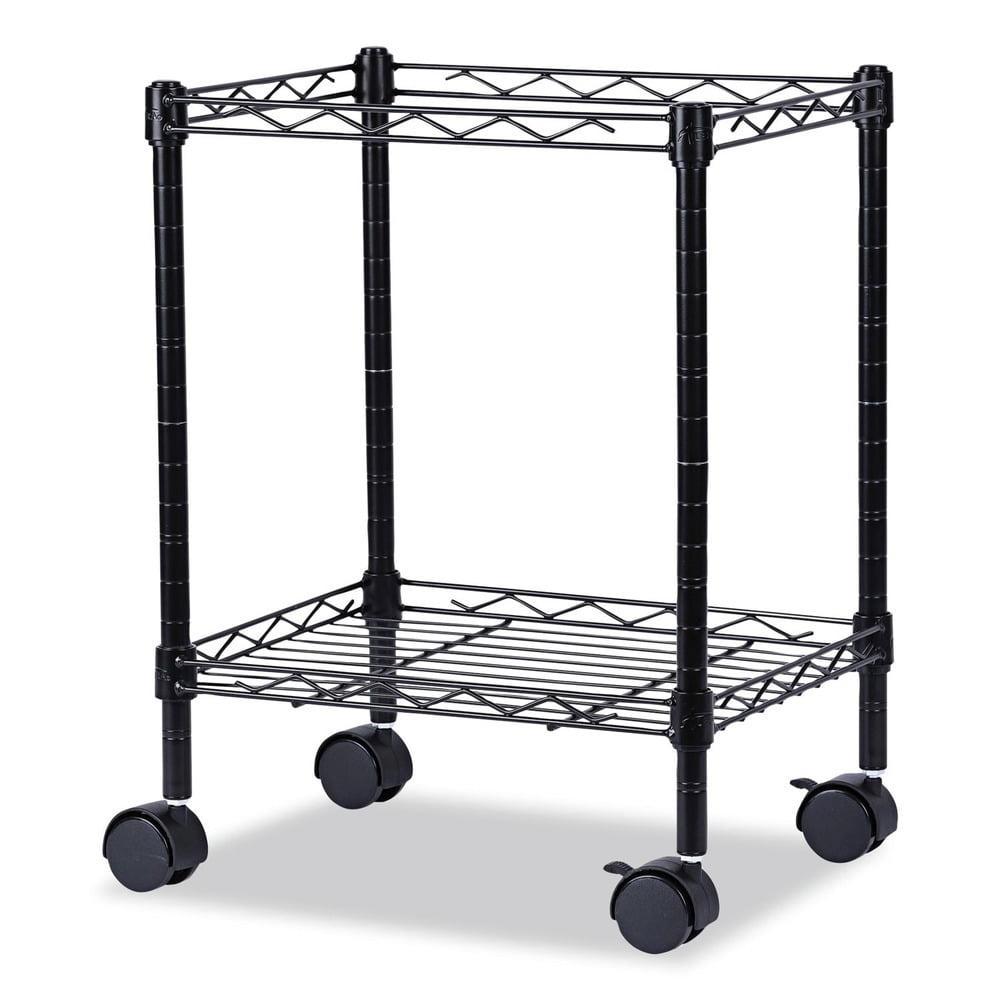 Black Metal Compact Rolling File Cart with Adjustable Shelf