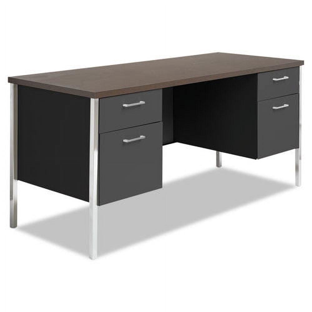 Mocha and Black Executive Desk with Filing Cabinet and Drawer