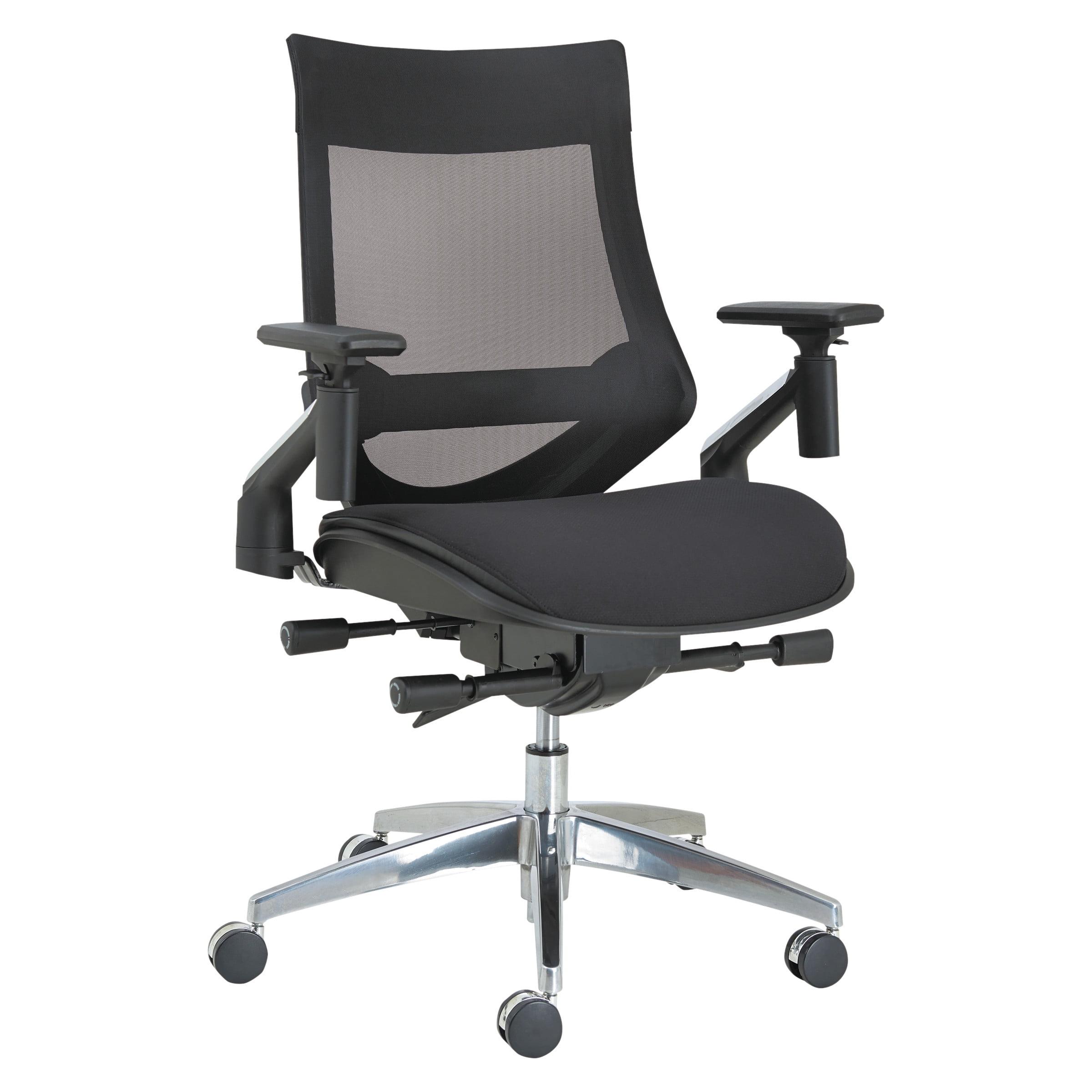 Black Mesh and Fabric Executive Chair with Adjustable Arms