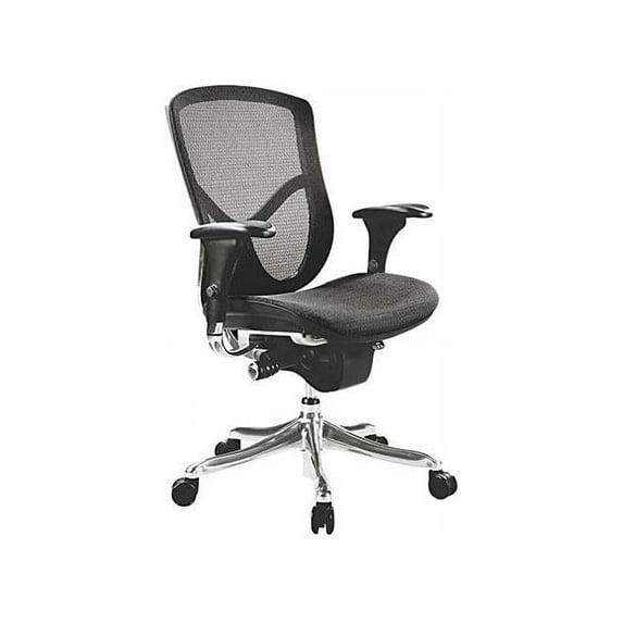 Alera EQ Series Ergonomic Multifunction Mid-Back Mesh Chair, Supports Up to 250 lb, Black Seat/Back, Aluminum Base