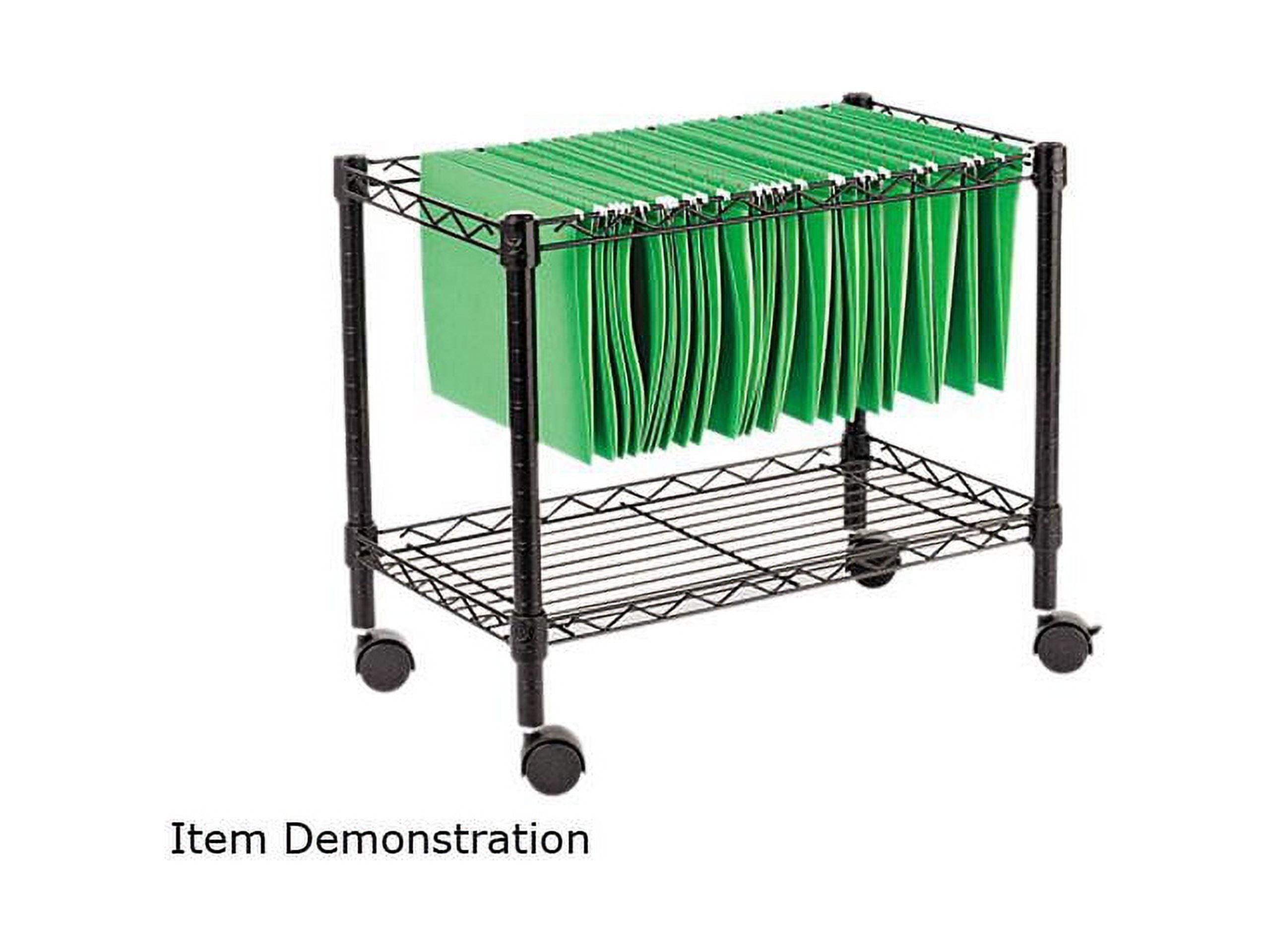 Black Metal Rolling File Cart with Adjustable Shelf