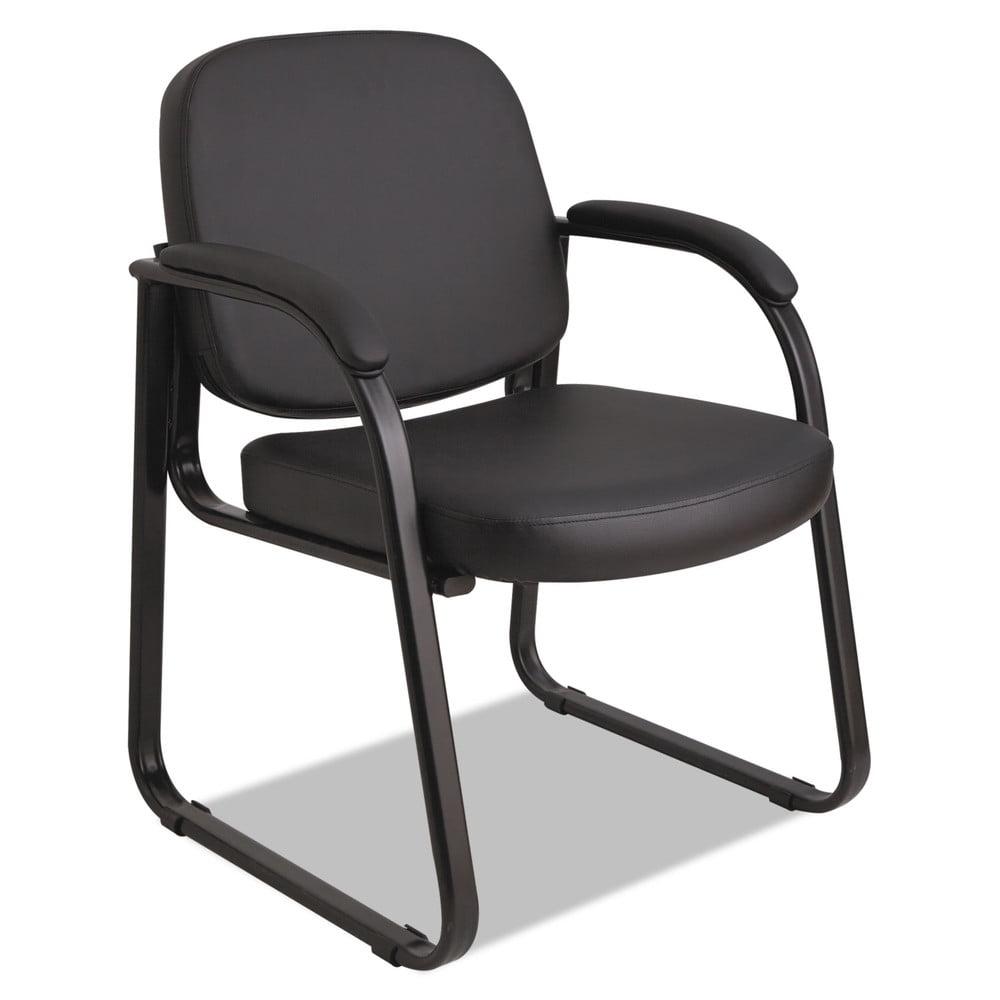 Black Fabric and Metal Sled Base Guest Chair