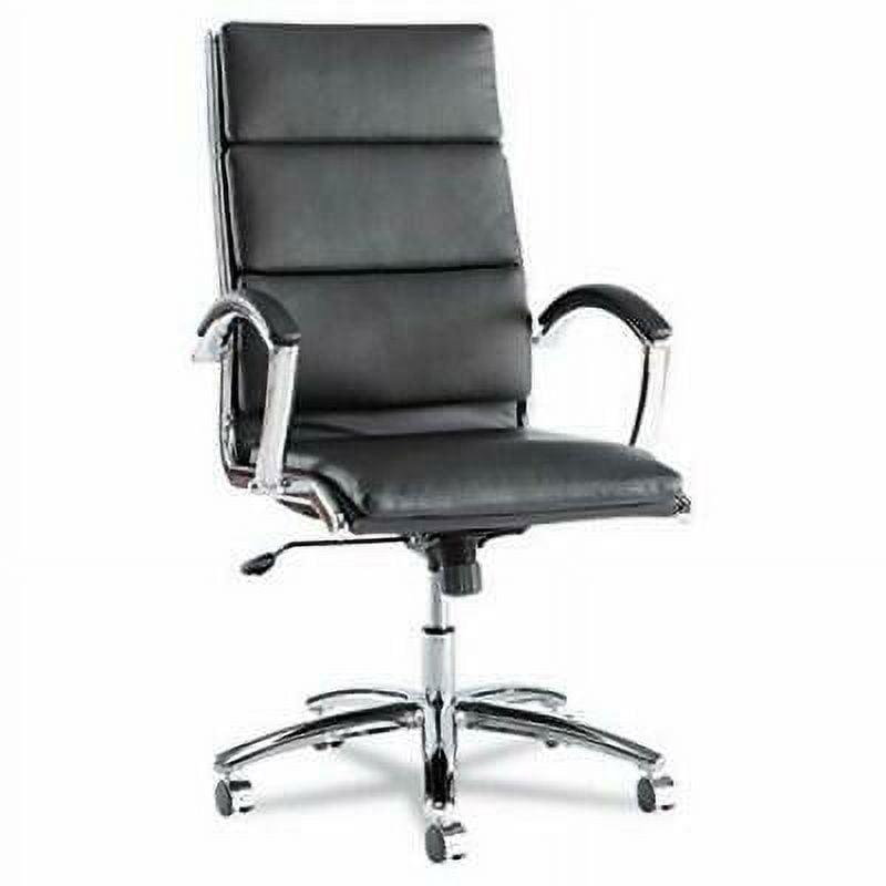 Napoli High Back Swivel Black Leather Office Chair with Chrome Base