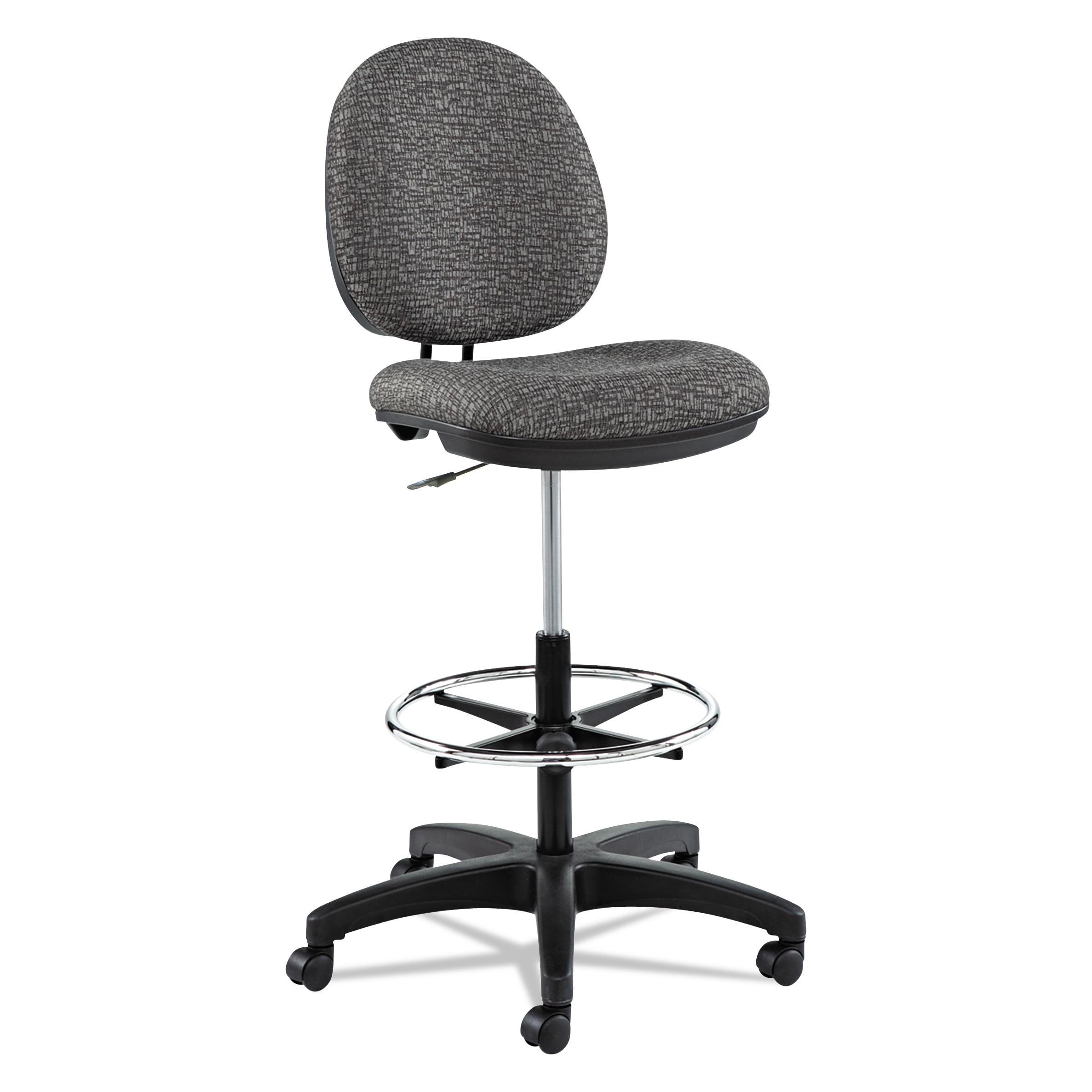 Graphite Gray Fabric Swivel Task Stool with Adjustable Footring