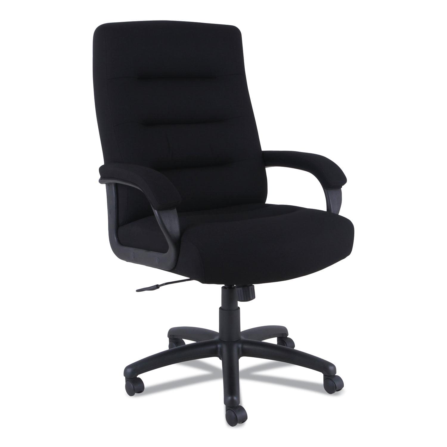 High Back Black Fabric Swivel Office Chair with Fixed Arms