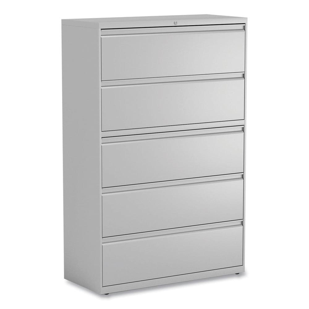 Alera Lateral File, 5 Legal/Letter/A4/A5-Size File Drawers, 1 Roll-Out Posting Shelf, Light Gray, 42" x 18.63" x 67.63"