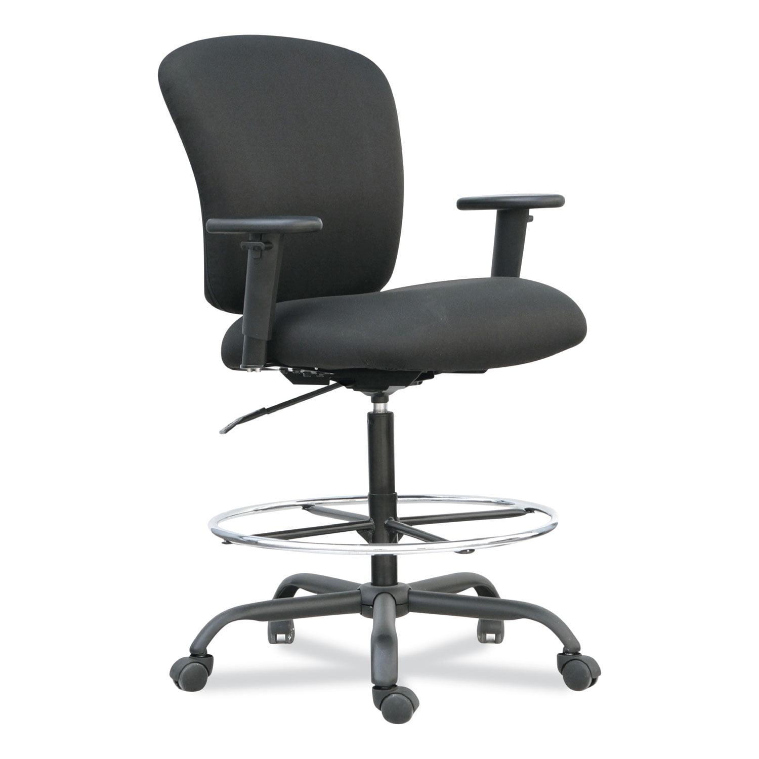 Generously Padded Black Steel Base Big and Tall Office Stool Chair