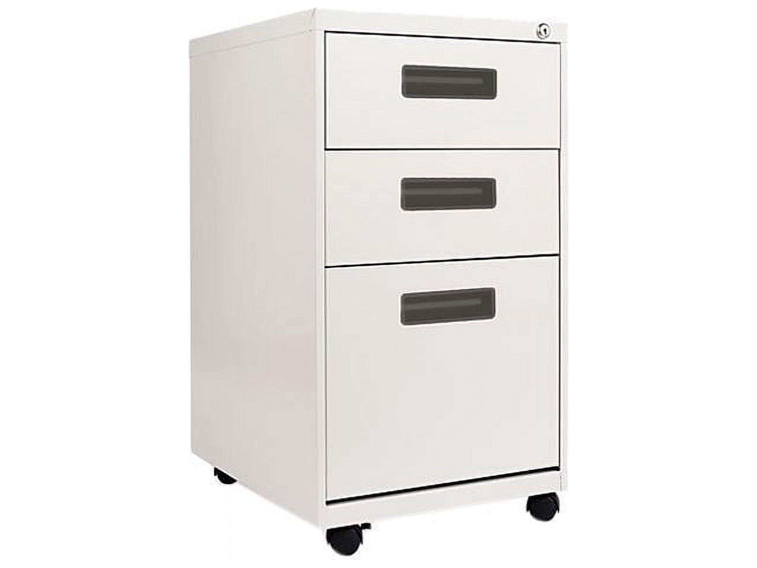 Light Gray 3-Drawer Mobile Lockable Steel Pedestal File Cabinet