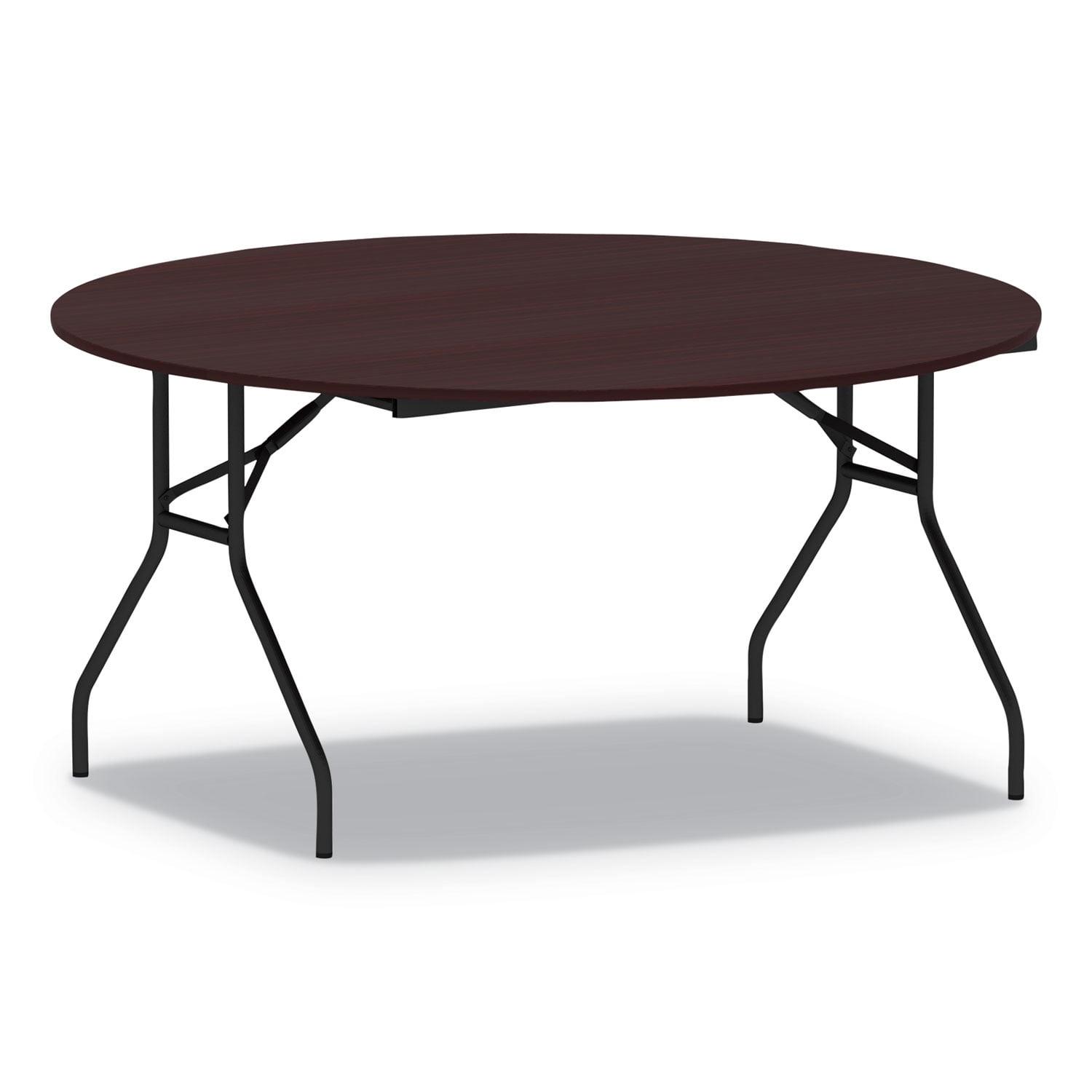 Mahogany 59'' Round Scratch-Resistant Folding Table with Steel Legs