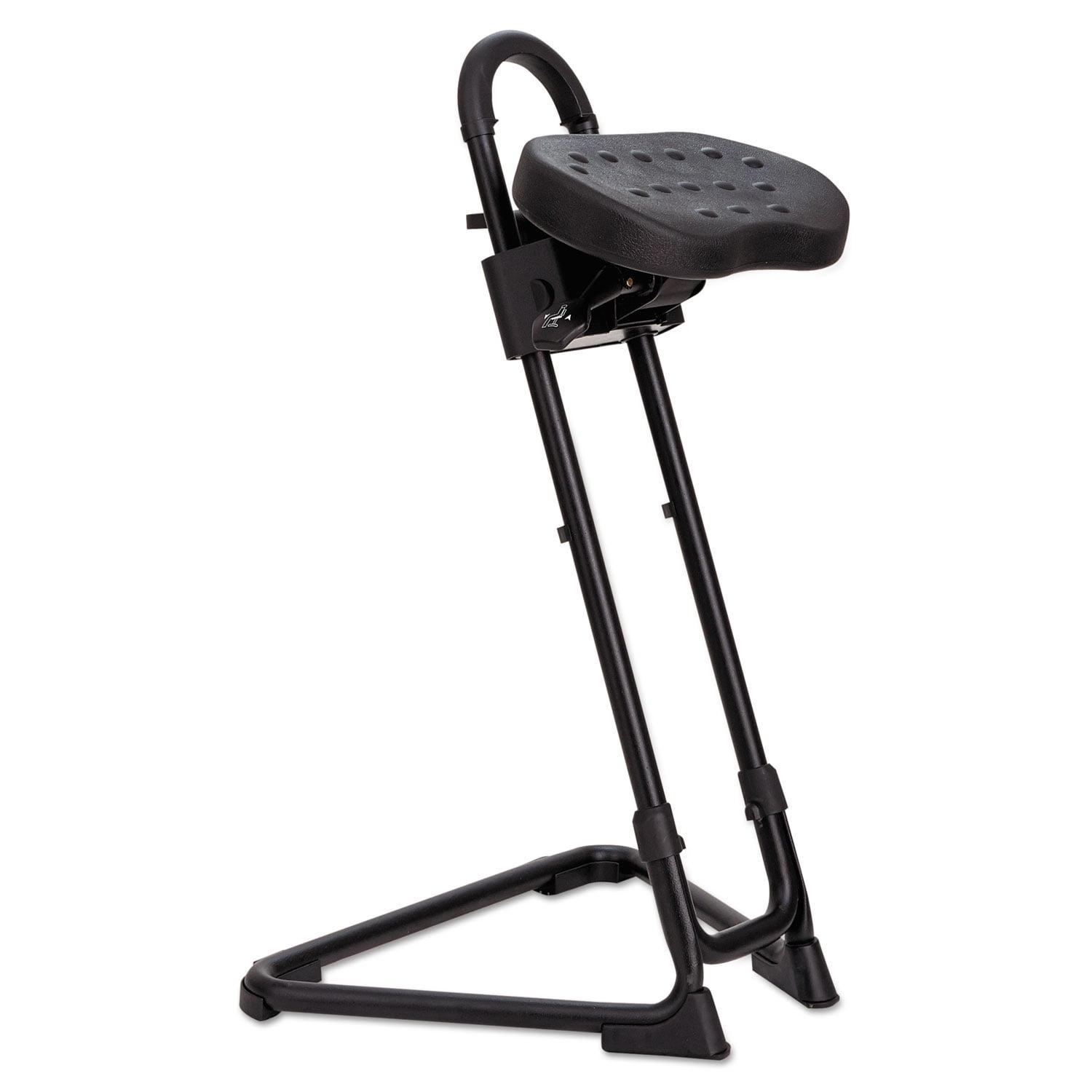 Black Adjustable Swivel Sit/Stand Stool with PU Seat