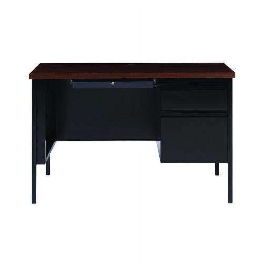 Mocha and Black Steel Desk with Drawer and Laminate Wood Top