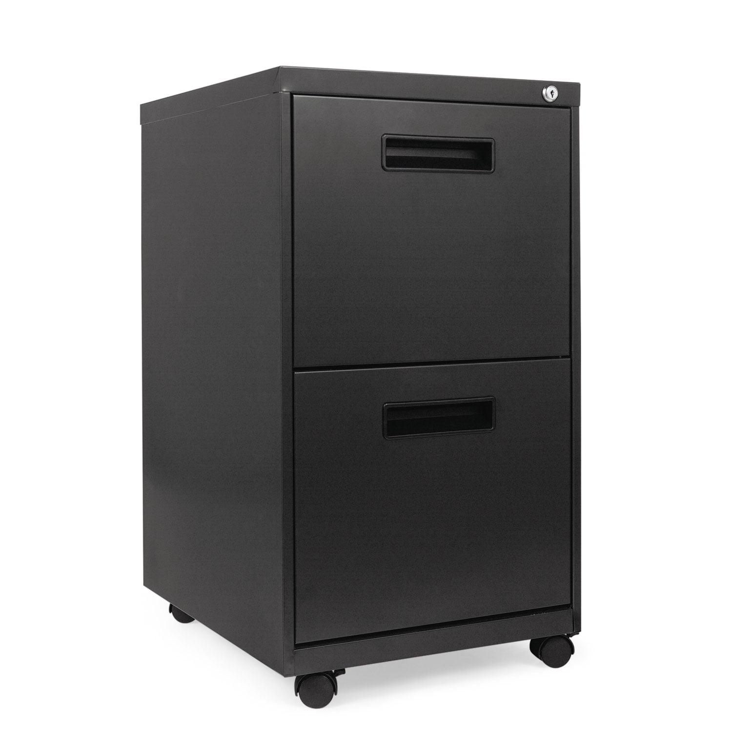 Charcoal 2-Drawer Mobile Steel File Cabinet with Lock