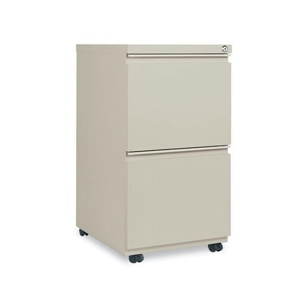 Putty Beige Mobile Metal Pedestal File Cabinet with 2 Lockable Drawers