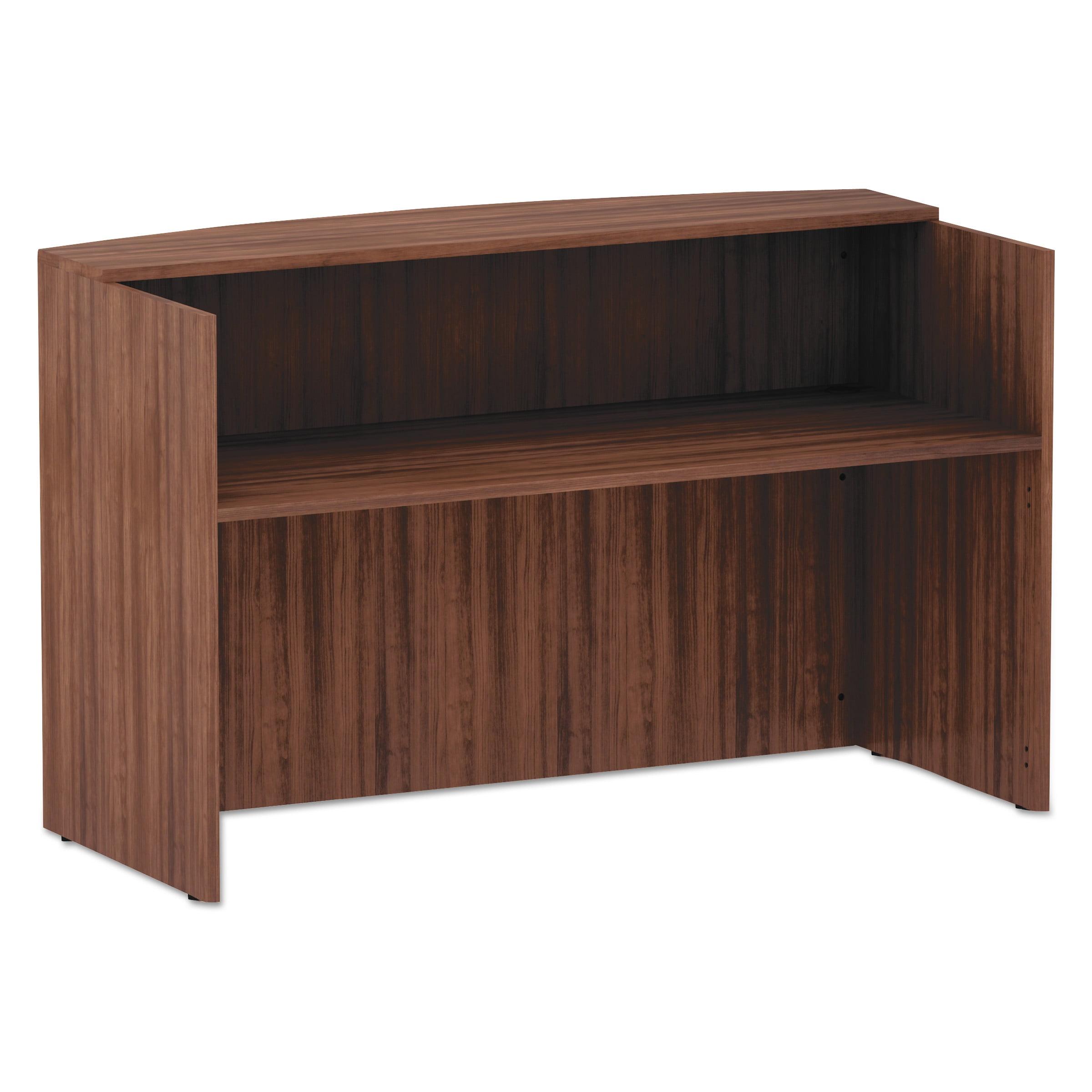 Modern Walnut Valencia 71" Synthetic Laminate Reception Desk with Drawer