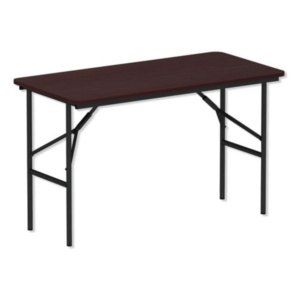 Mahogany Elegance 48" Portable Folding Table with Vinyl Edging