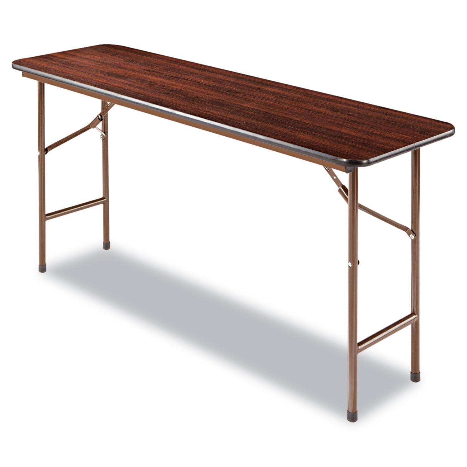 Alera Mahogany Rectangular Wood Folding Table with Steel Legs