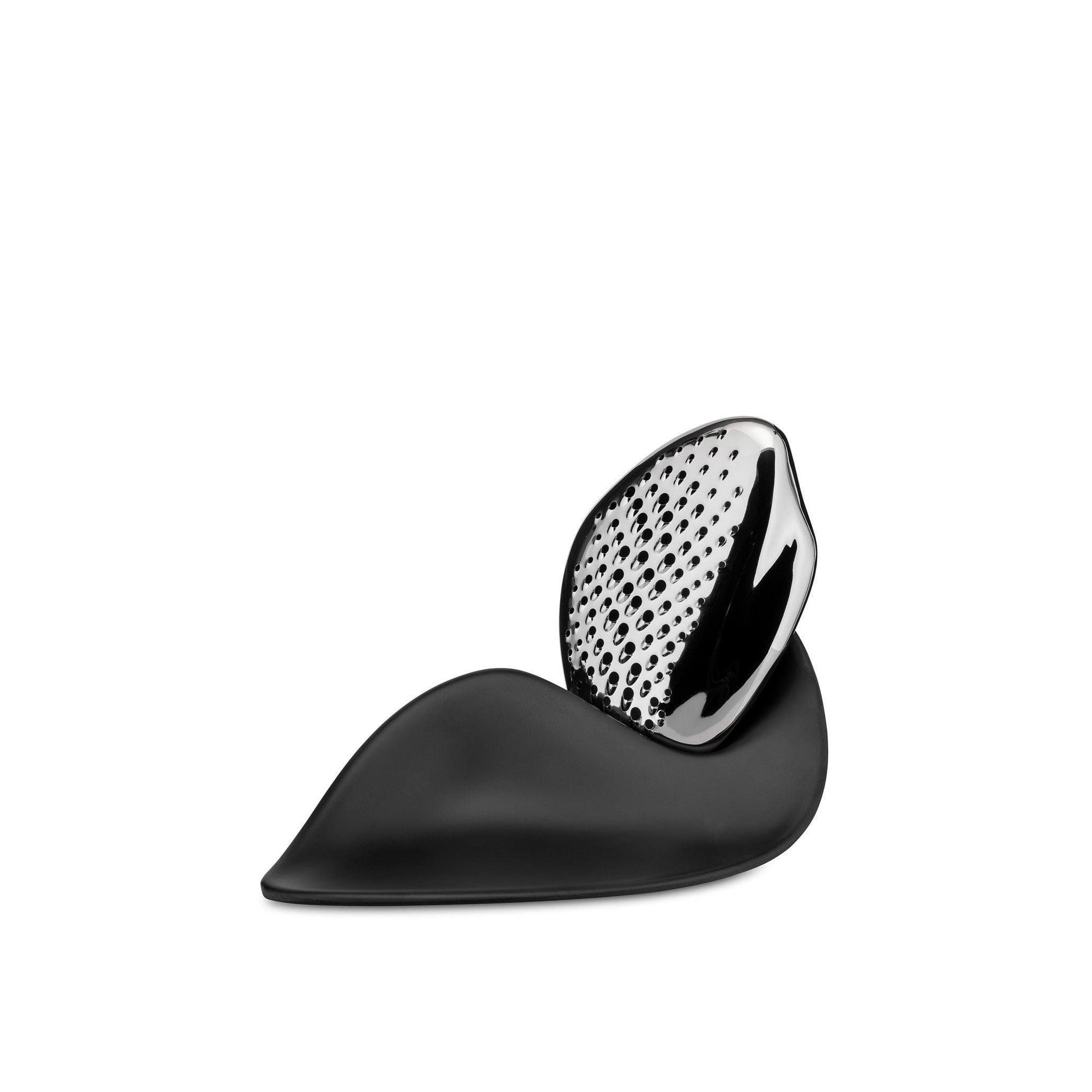 Stainless Steel Cheese Grater with Black Melamine Base