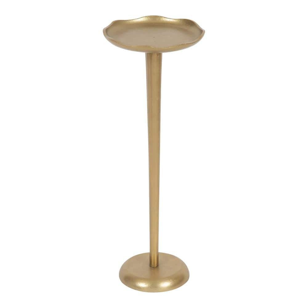 Alessia Gold Aluminum Round Drink Table with Deckled Edge