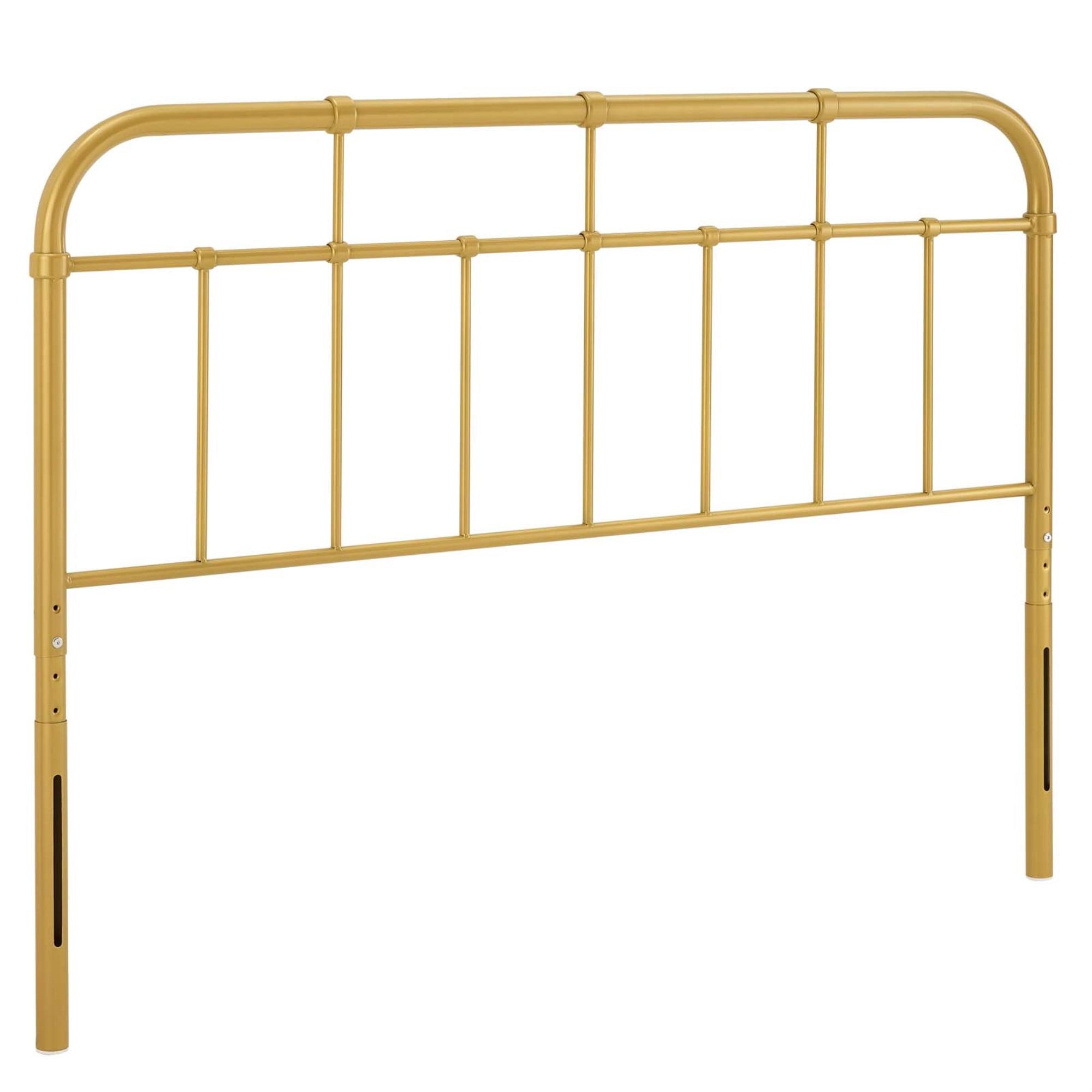 Alessia Full Gold Metal Headboard with Spindle Detail