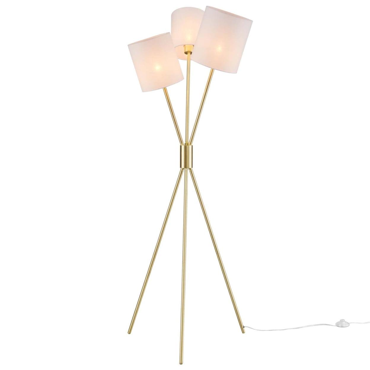 Alexa Gold 64" Tripod Floor Lamp with White Shades