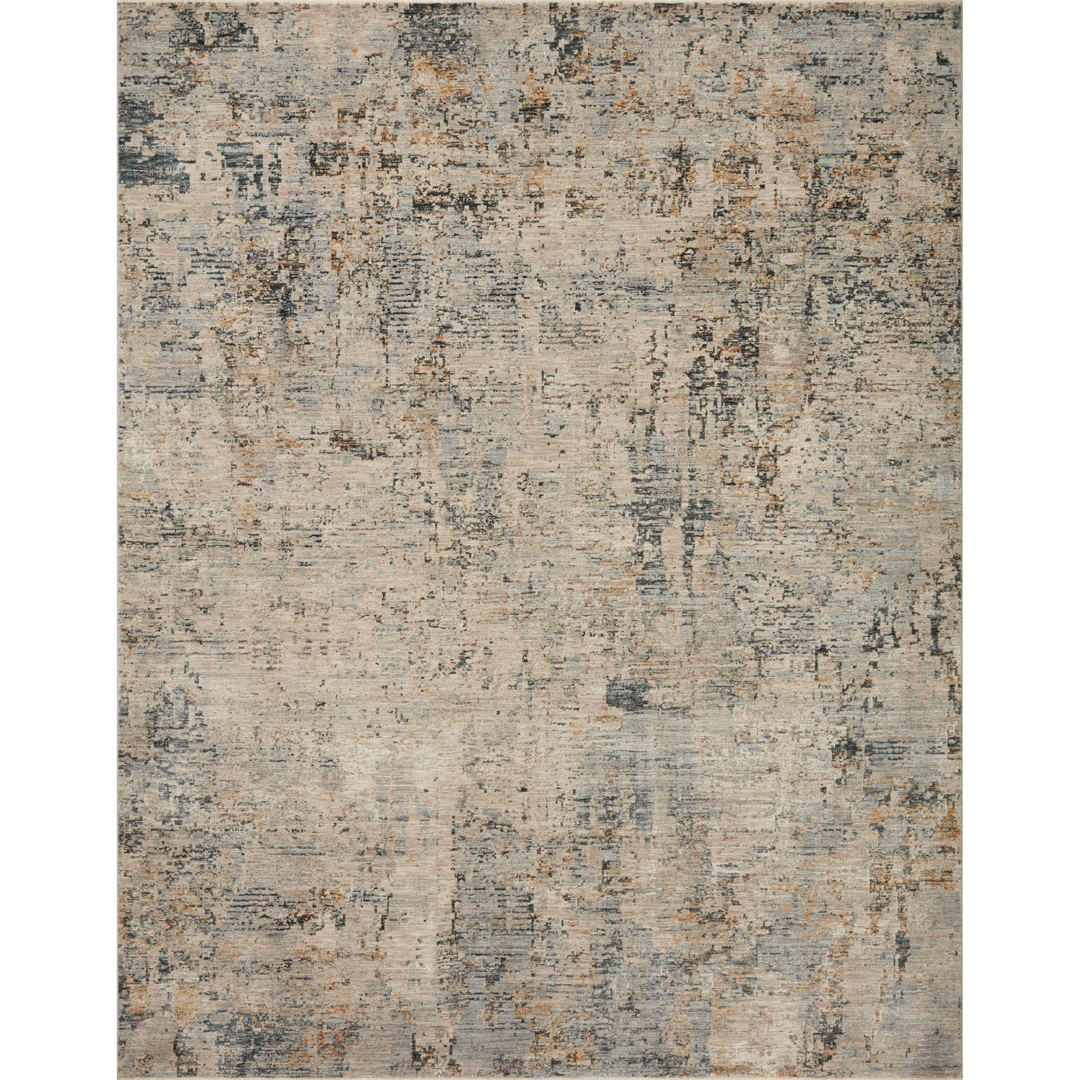 Blue and Beige Abstract Synthetic 5' x 7' Area Rug