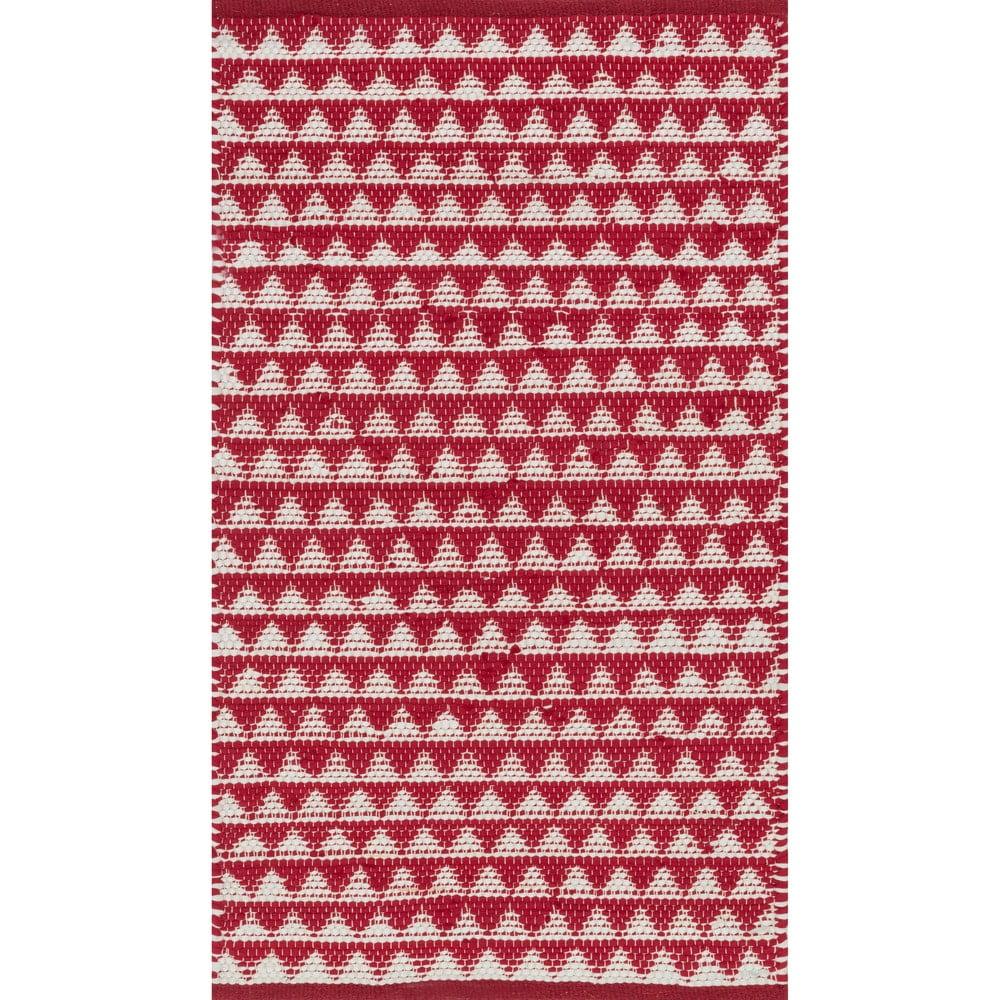 Dakota Hand-Woven Red and Ivory Cotton Rug 3' x 5'