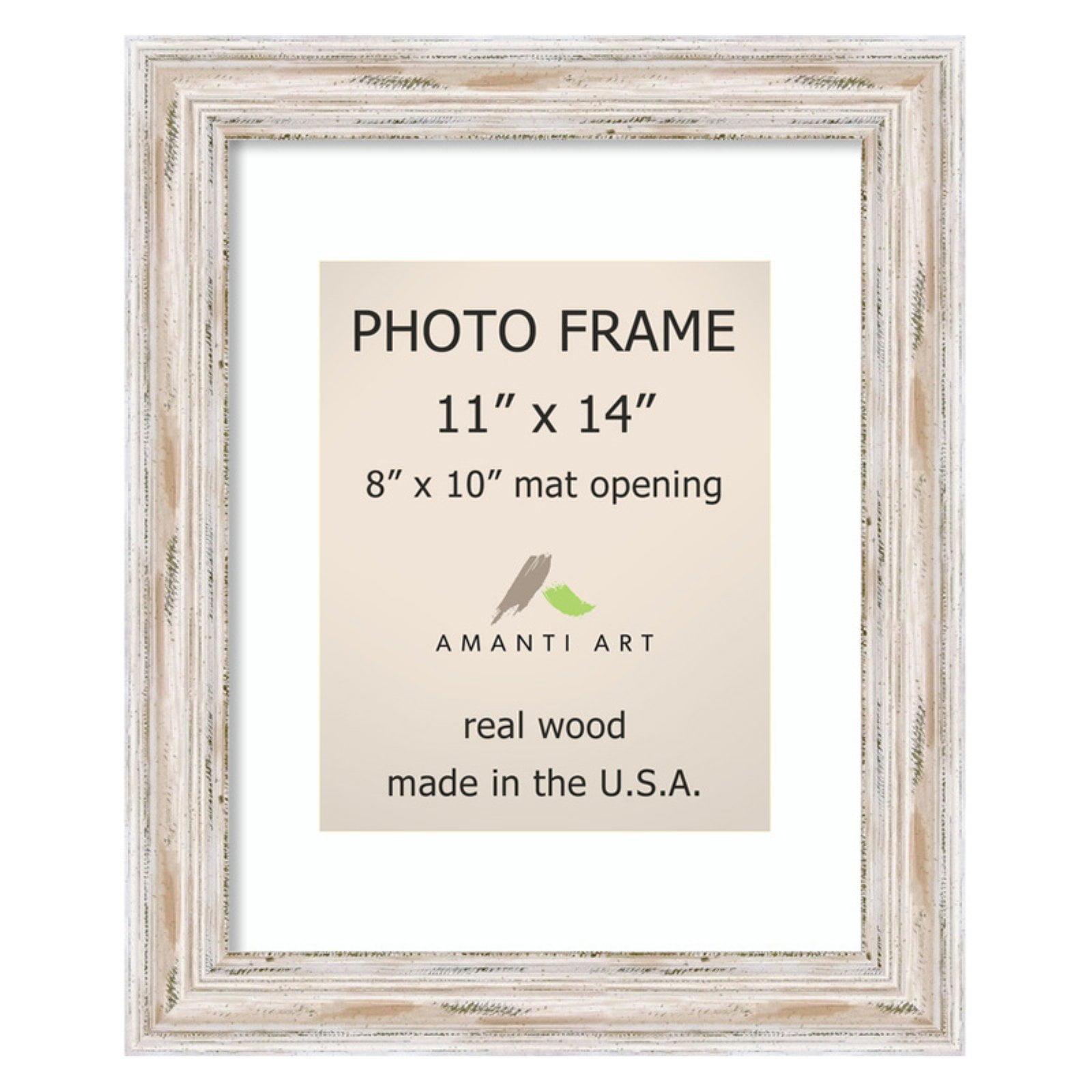 Amanti Art Alexandria White Wash Narrow Wood Picture Frame