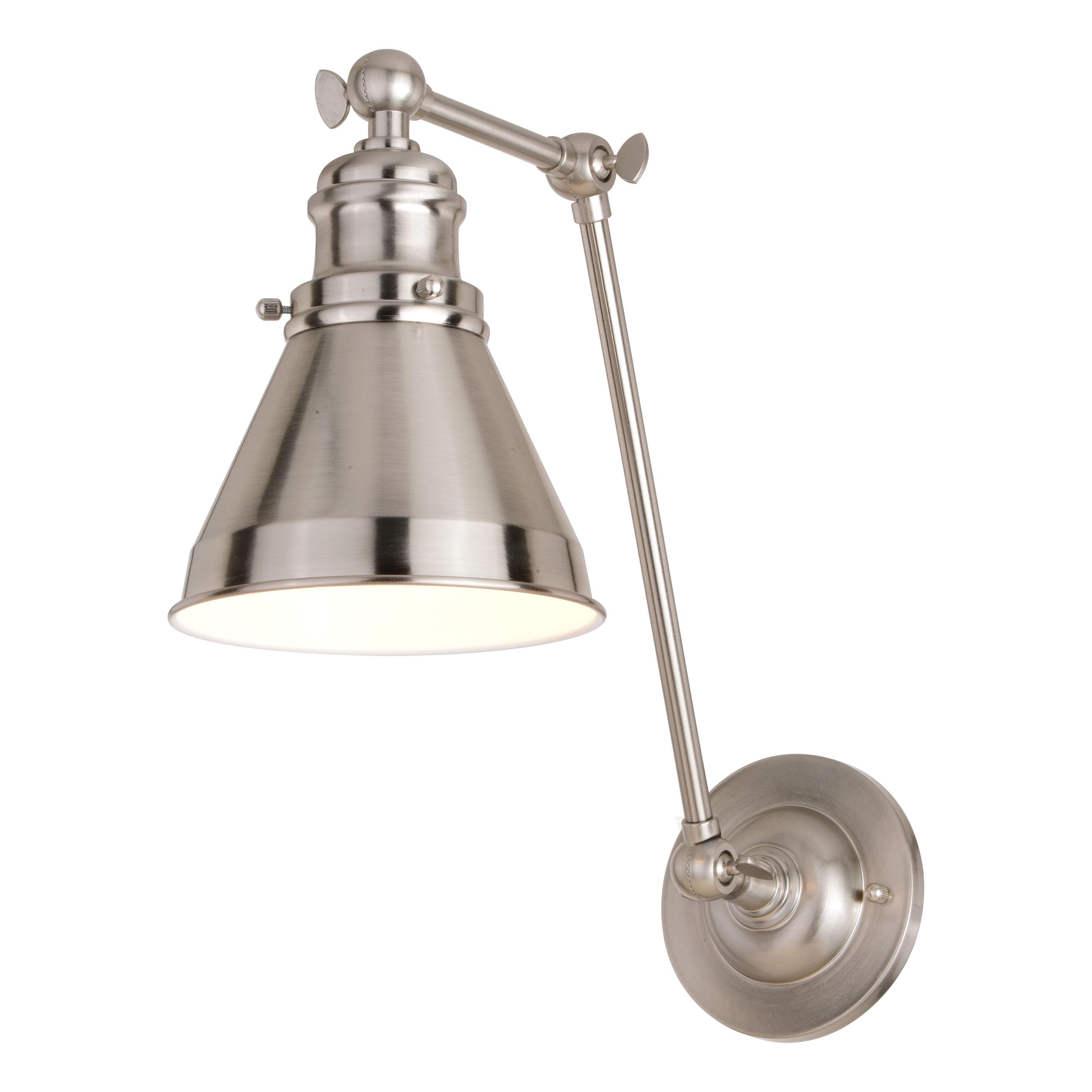 W0399-Vaxcel-Alexis - 1 Light Swing Arm Wall Sconce In Farmhouse Style-13.25 Inches Tall and 6 Inches Wide-Satin Nickel/Matte White Finish