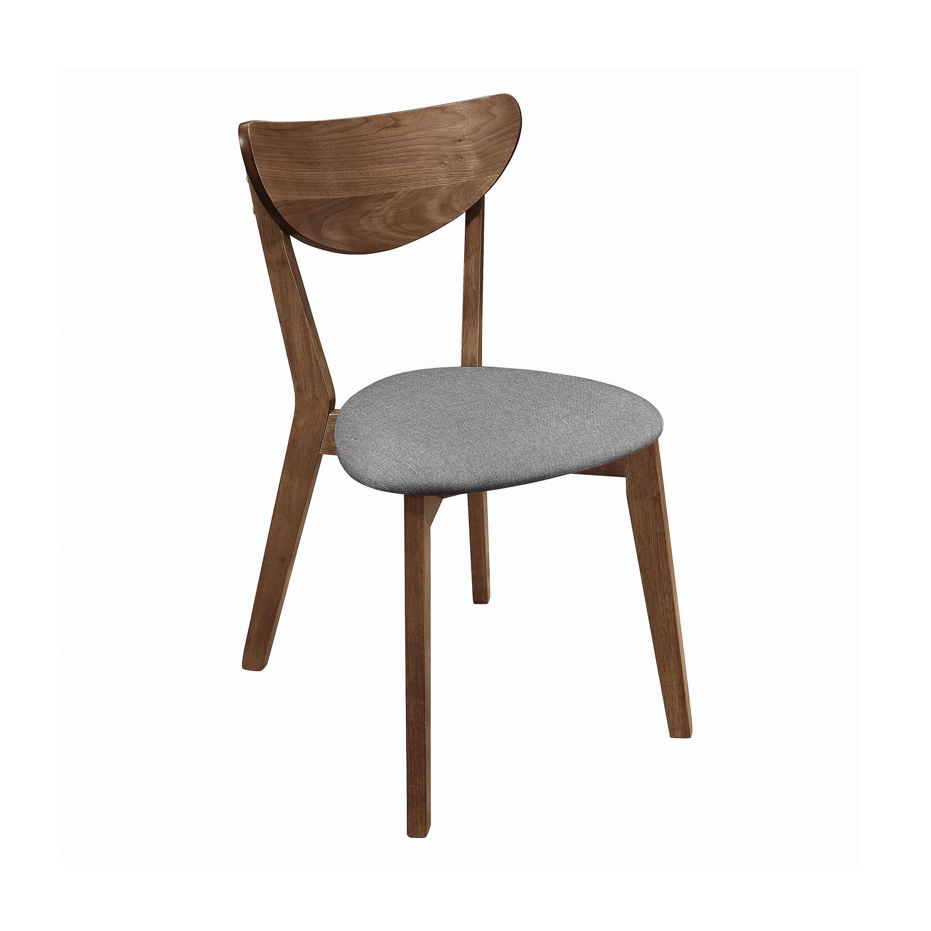 Gray and Natural Walnut Upholstered Low Side Chair