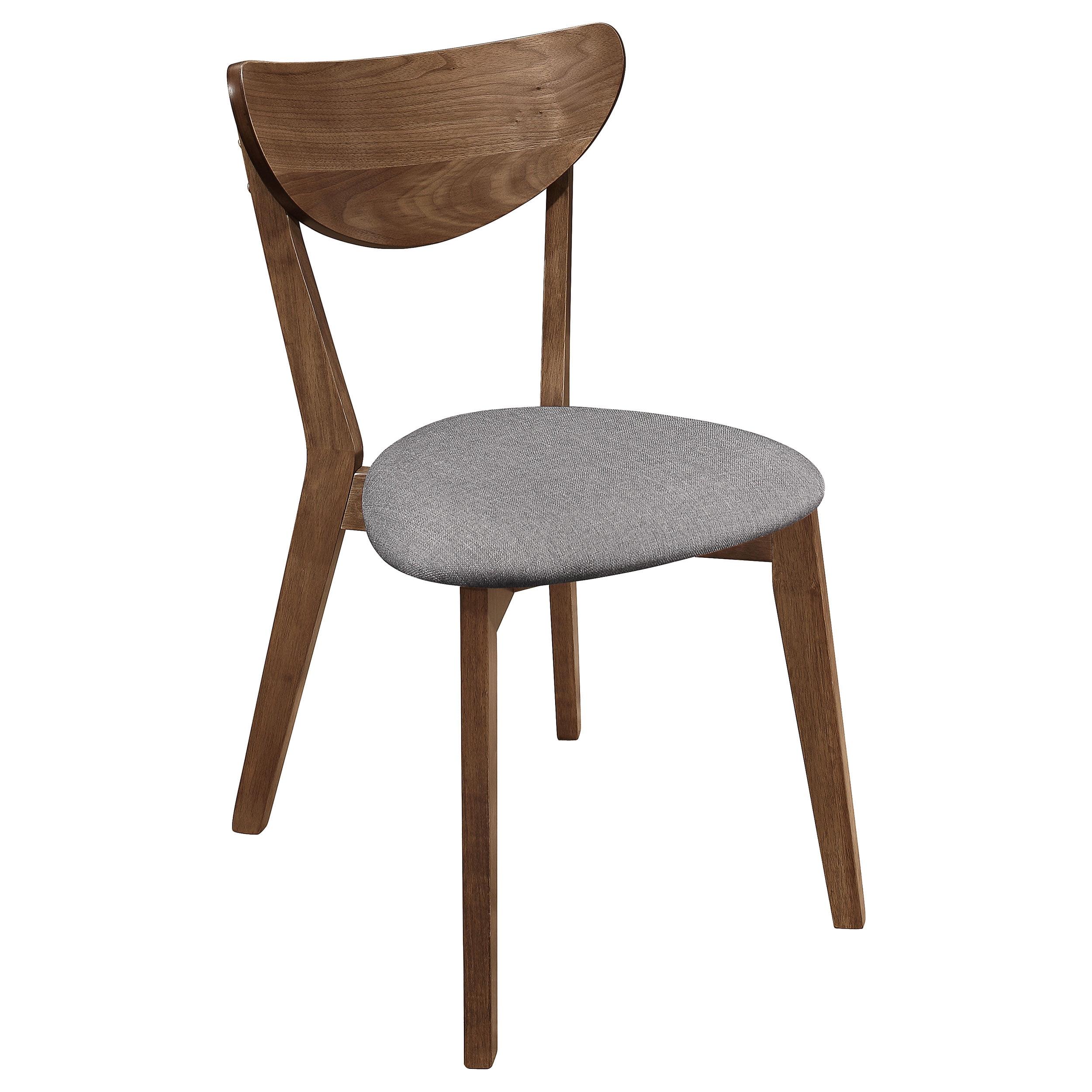 Gray and Natural Walnut Upholstered Low Side Chair