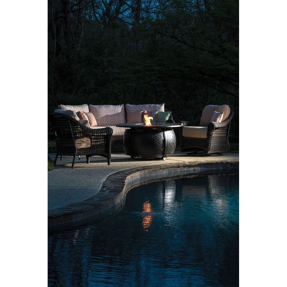 Alfresco Home Margherita 48" Cast Aluminum Propane Gas Fire Pit in Antique Fern