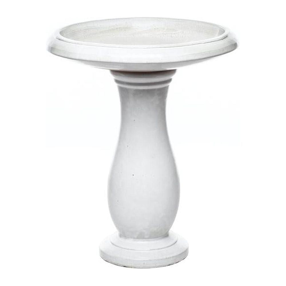 Mayorca White Ceramic 2-Piece Outdoor Bird Bath