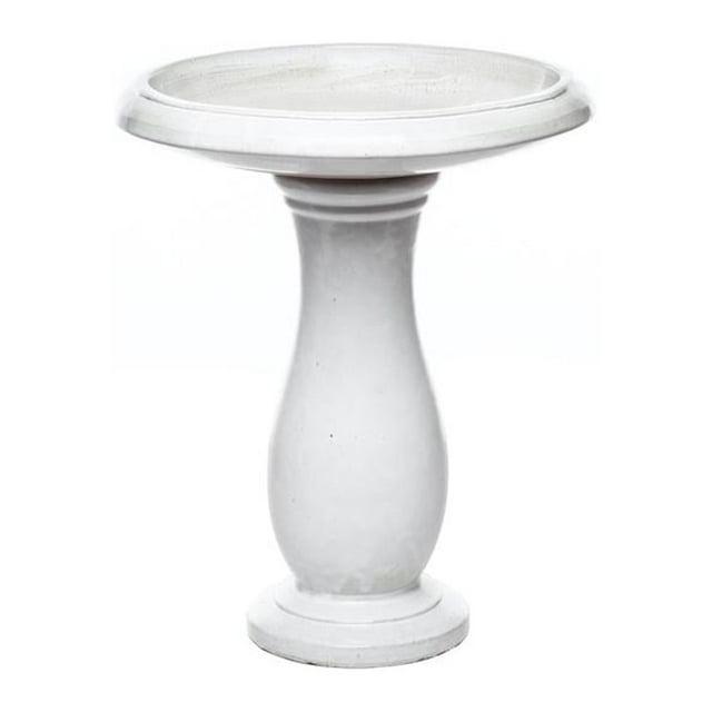Alfresco Home Mayorca Handmade 2 Piece Ceramic Outdoor Bird Bath in White