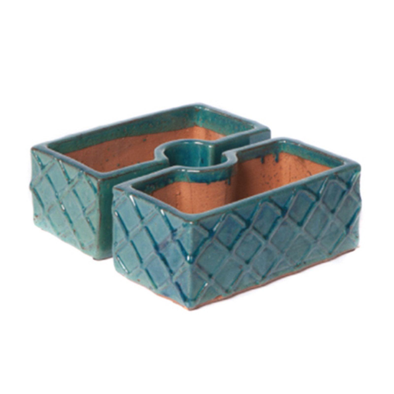 Atlantis Blue Ceramic Square Umbrella Planter for Outdoors