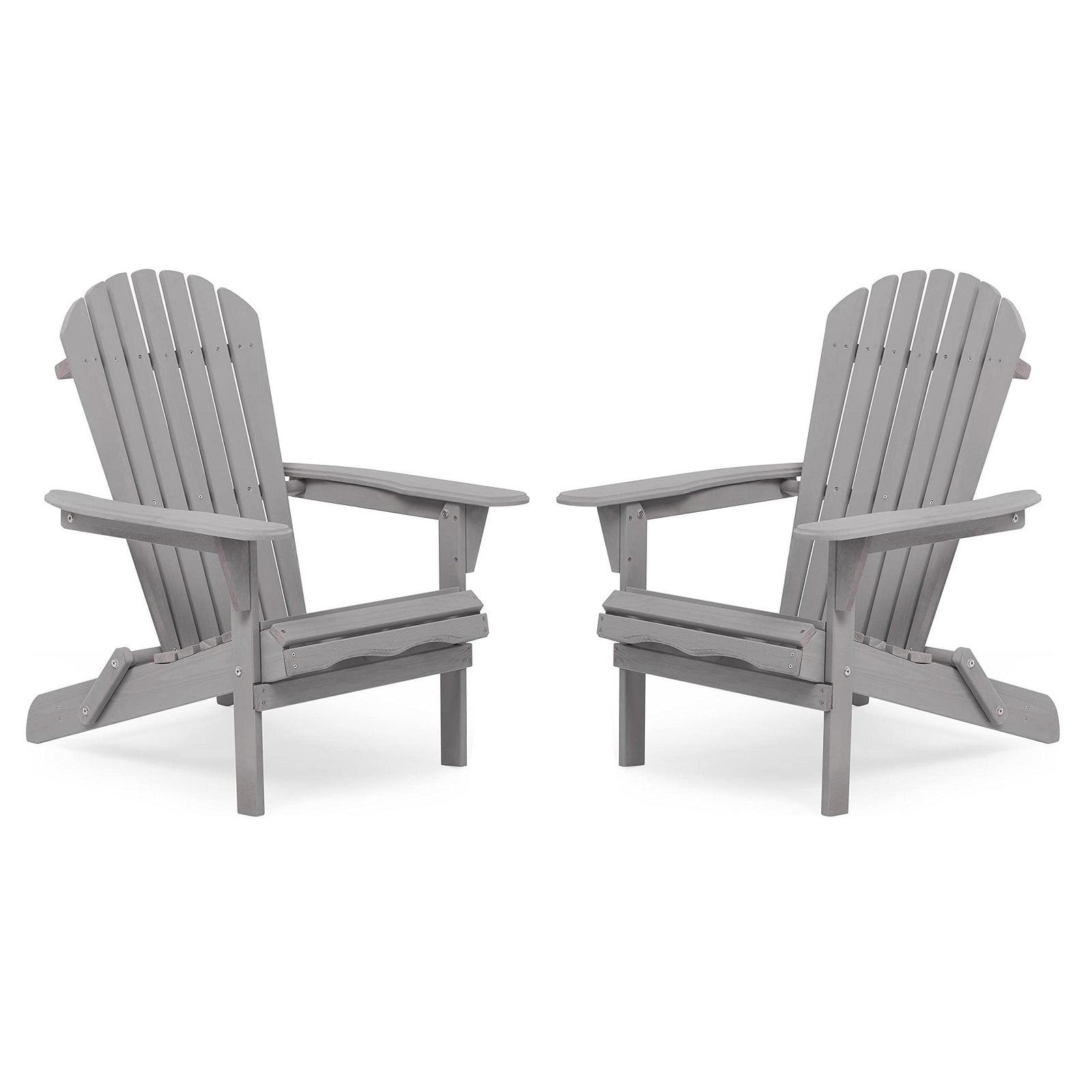 Triple Tree Wood Adirondack Folding Chairs - Set of 2, Gray