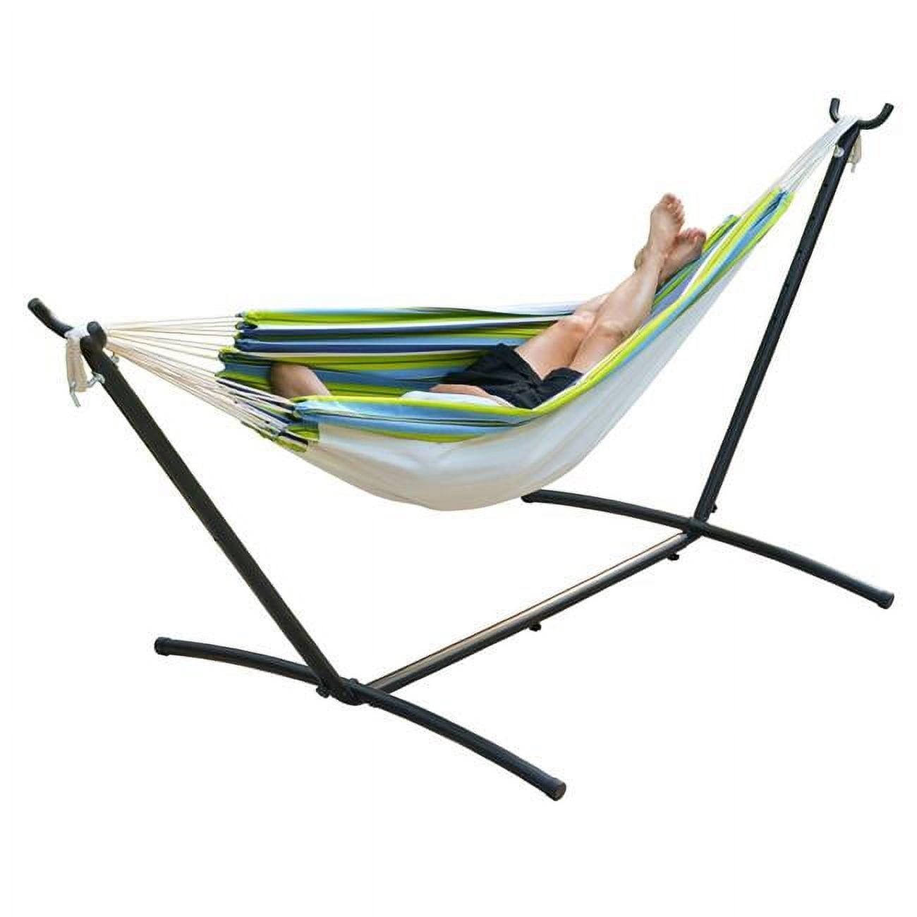 Portable Hammock with Collapsible Stand & Carrying Case - Blue/Green - Algoma: Weather-Resistant, Steel Frame, Easy Setup