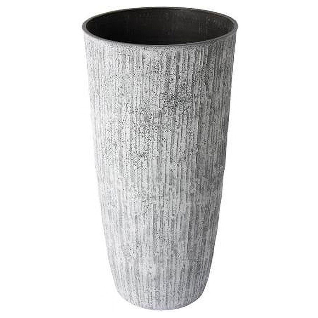 Tall White Bark Composite Planter with Drainage Holes