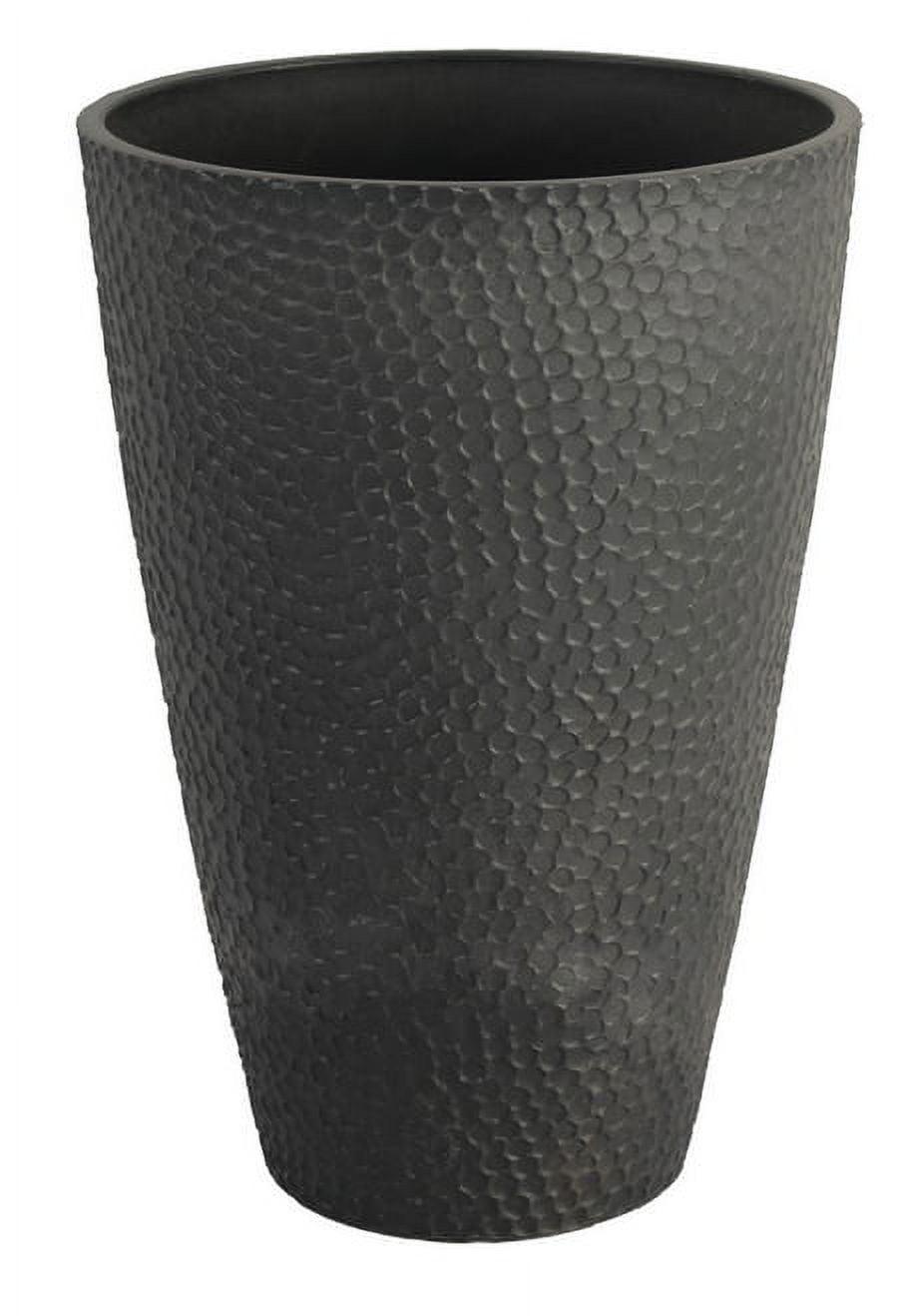 Algreen Products Valencia 14.5"x 14.5"x 20" Round Gray Stone and Resin Plant Planter