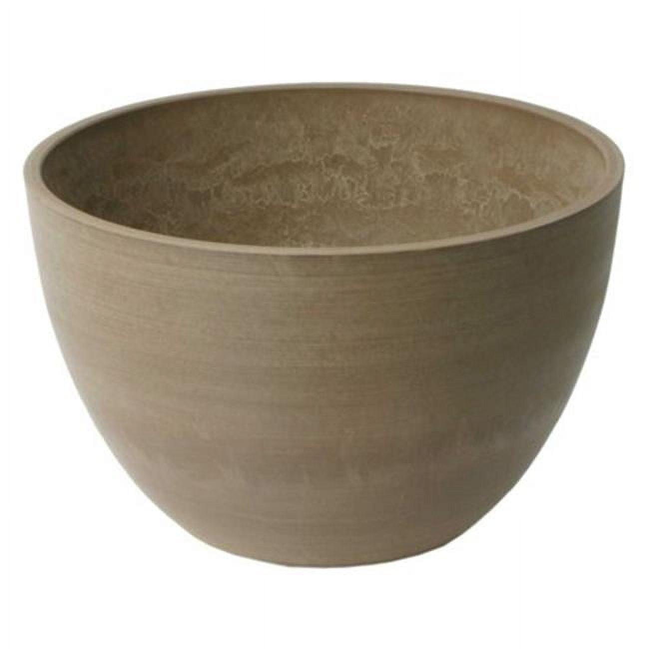 Taupe Composite Resin 16" Round Outdoor Planter