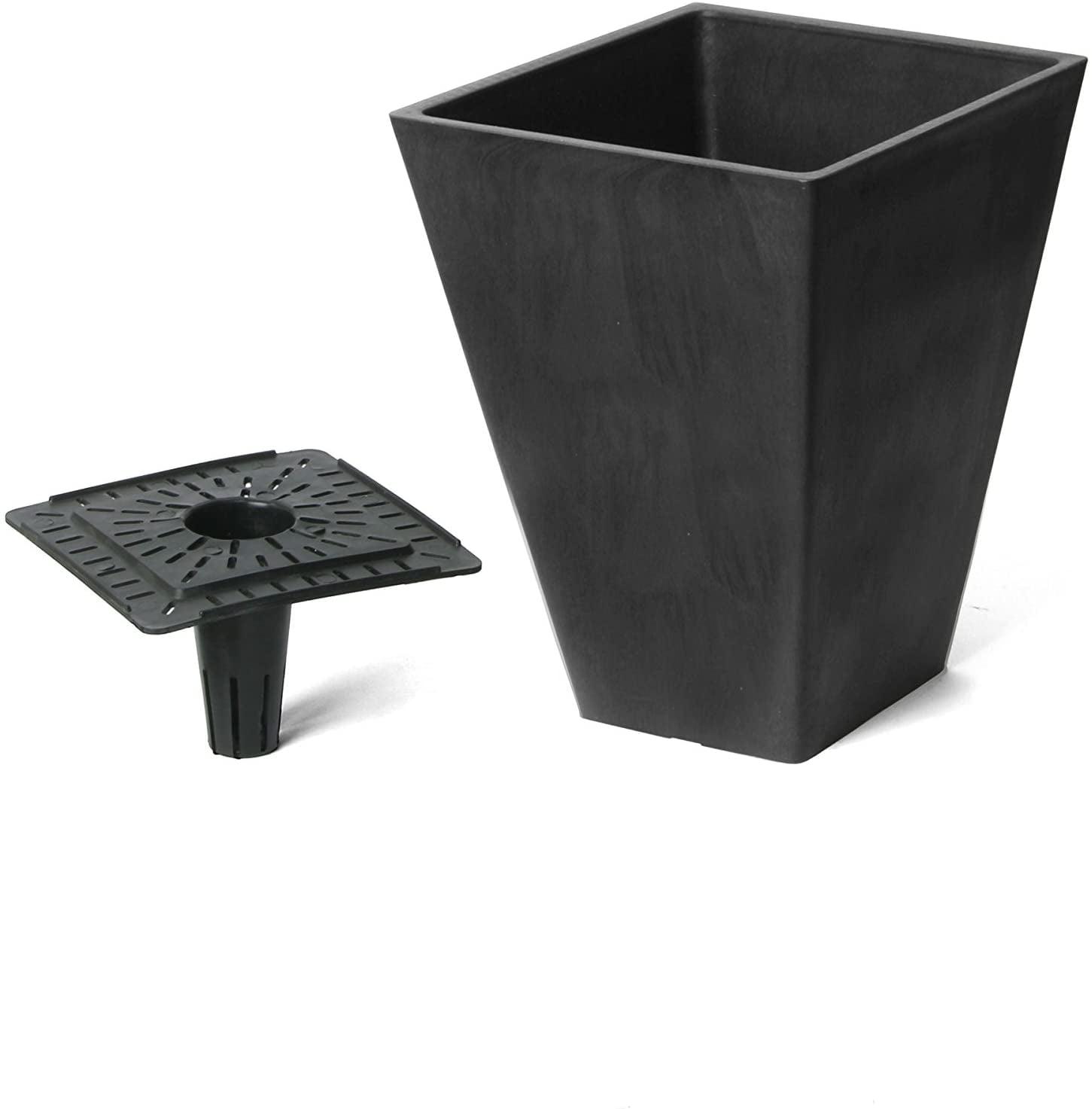 Algreen Valencia Square Flower Pot/Planter, Black, 10in