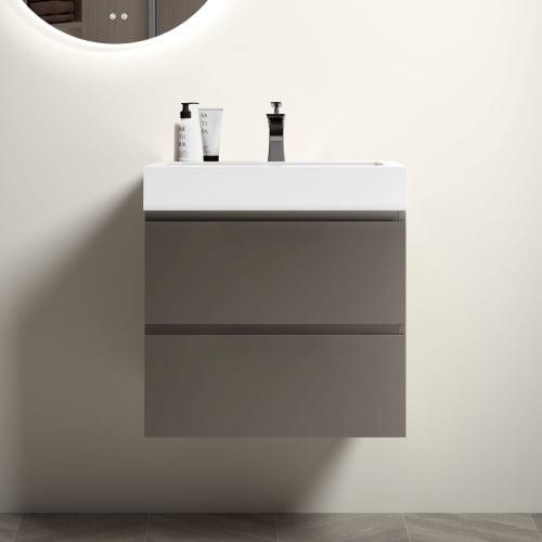 Alice 24" Gray Wall-Mounted Vanity with White Sink