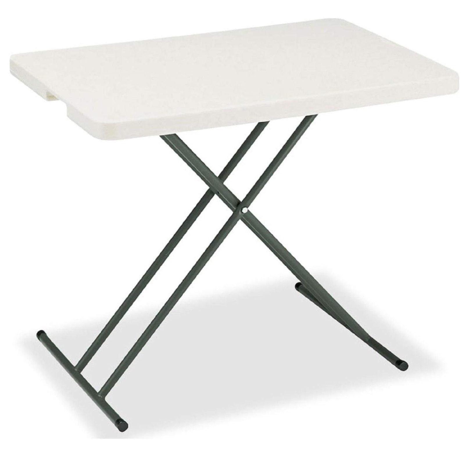 30" White and Gray Steel Rectangular Patio Table